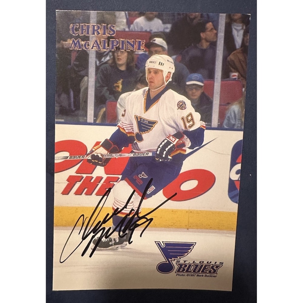 1997 Chris McAlpine Autographed Card #19 St Louis Blues 4x6" RARE NHL Autograph